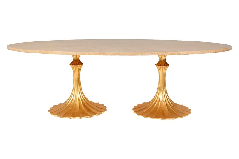 Cassian Double Flute Table-Cerused/Gold Leaf by Global Views