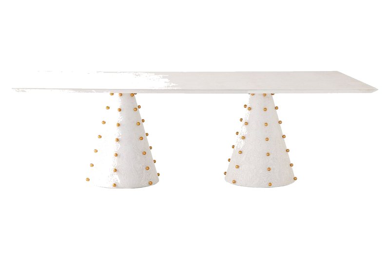 Spheres Rectangular Dining Table-White by Global Views