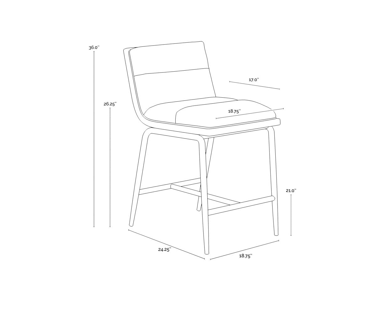 Abilene Counter Stool dimensions schematic