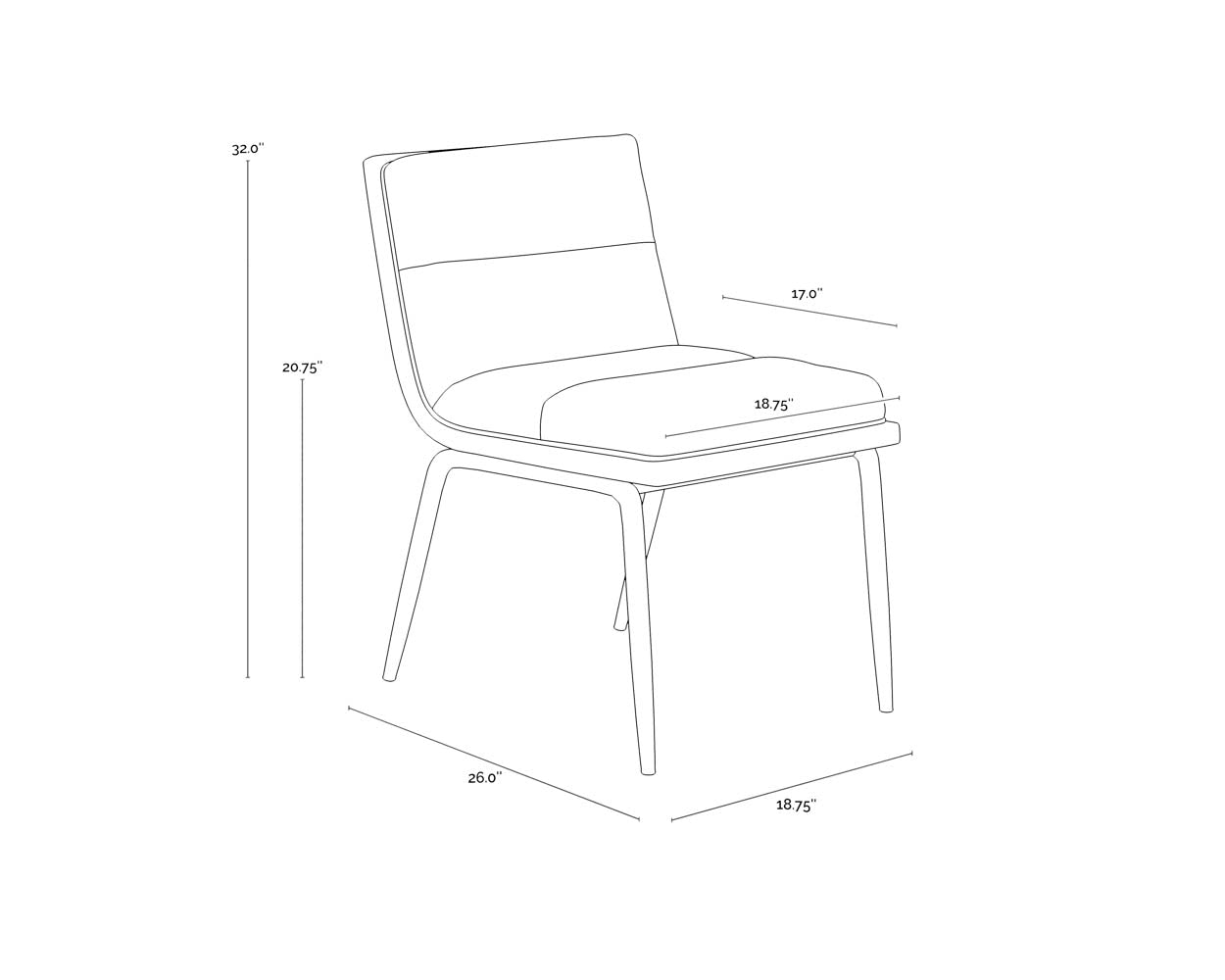 Abilene Dining Chair dimensions schematic