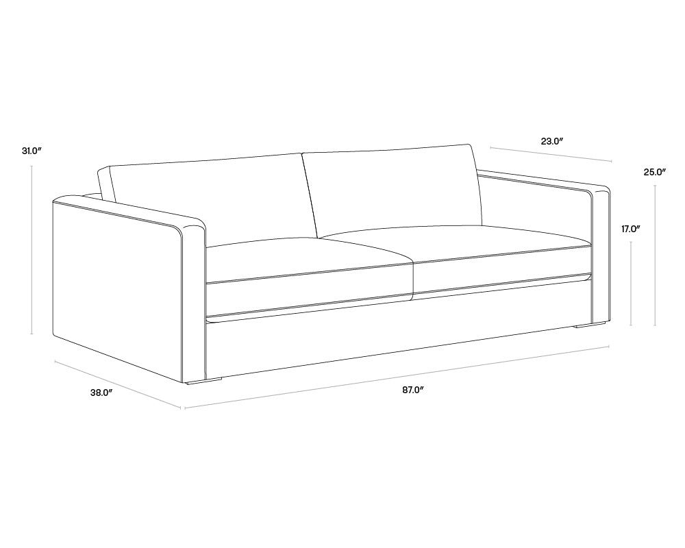 Adrian Sofa dimensions schematic