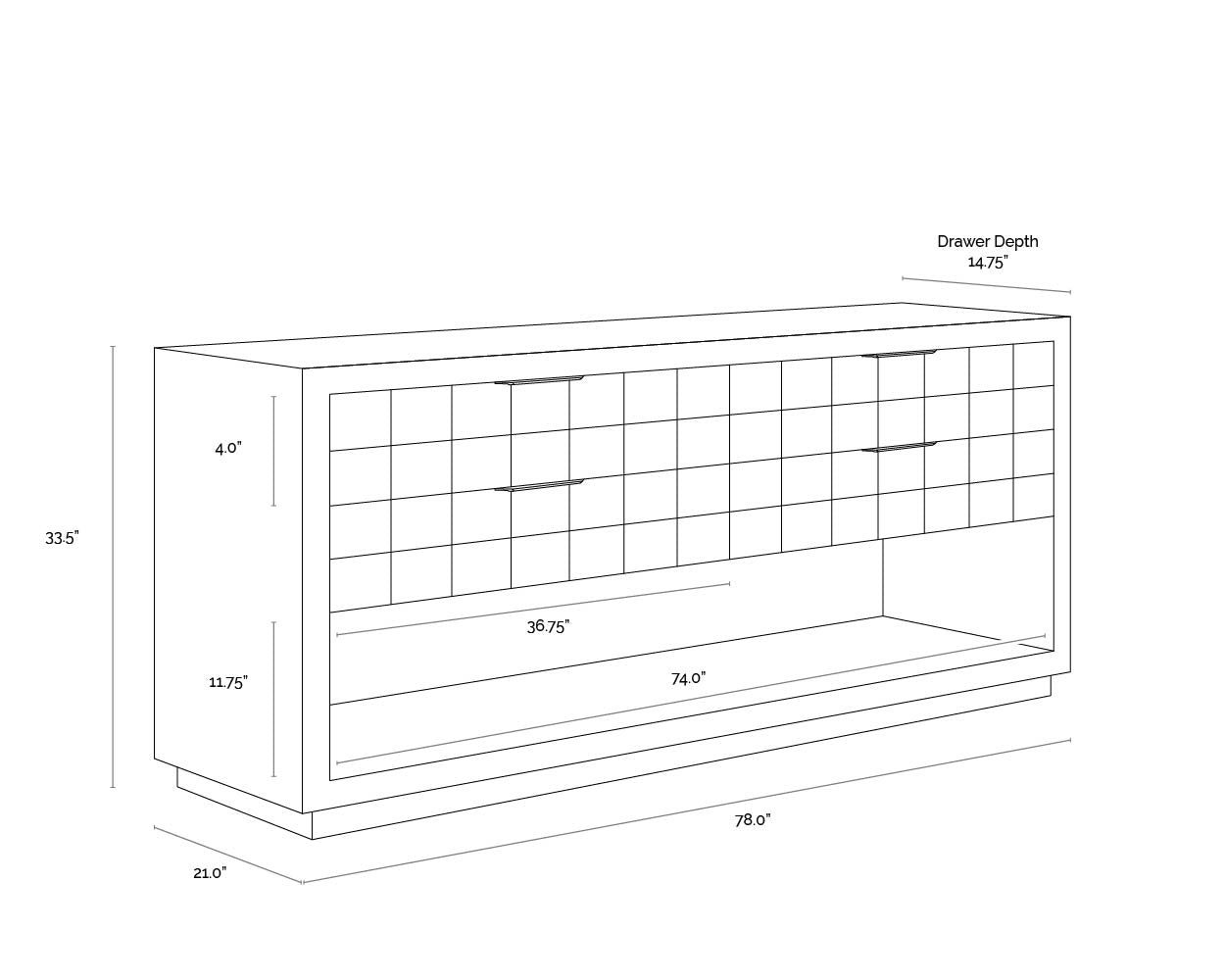 Akava Dresser dimensions schematic