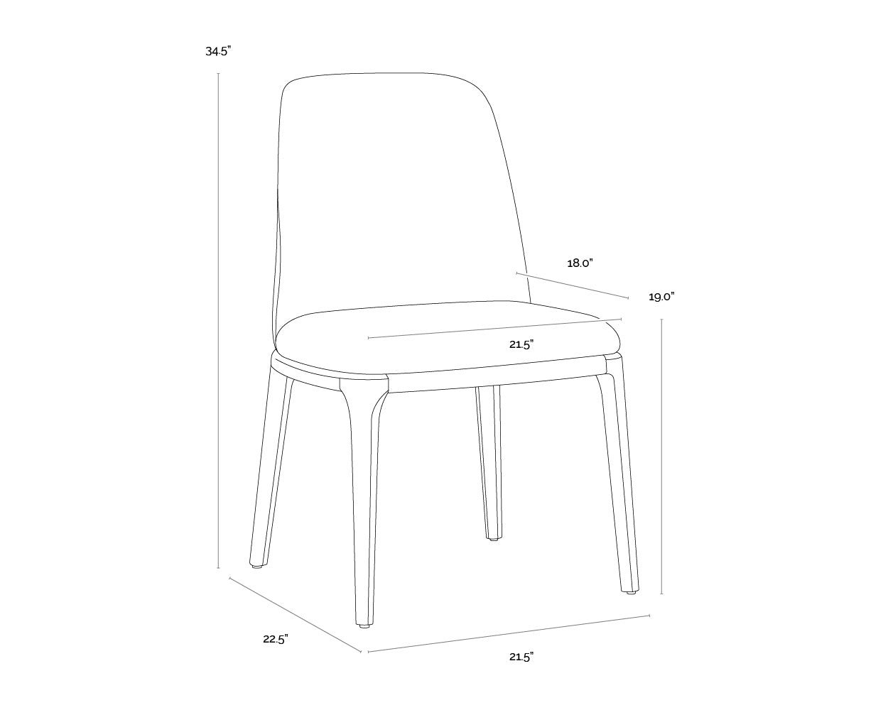 Alamosa Dining Chair dimensions schematic