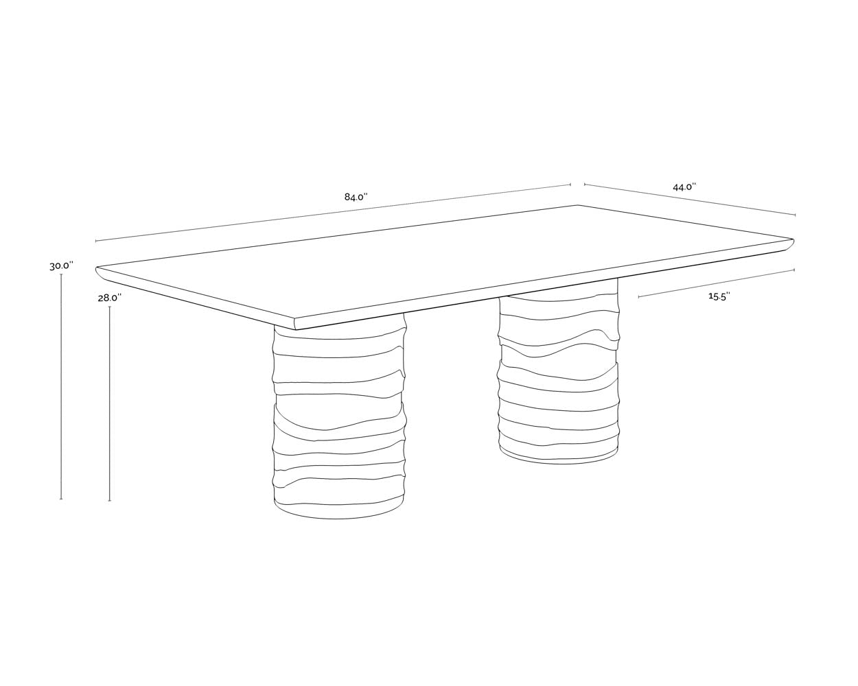 Alanya Dining Table - 84" - Rectangular dimensions schematic