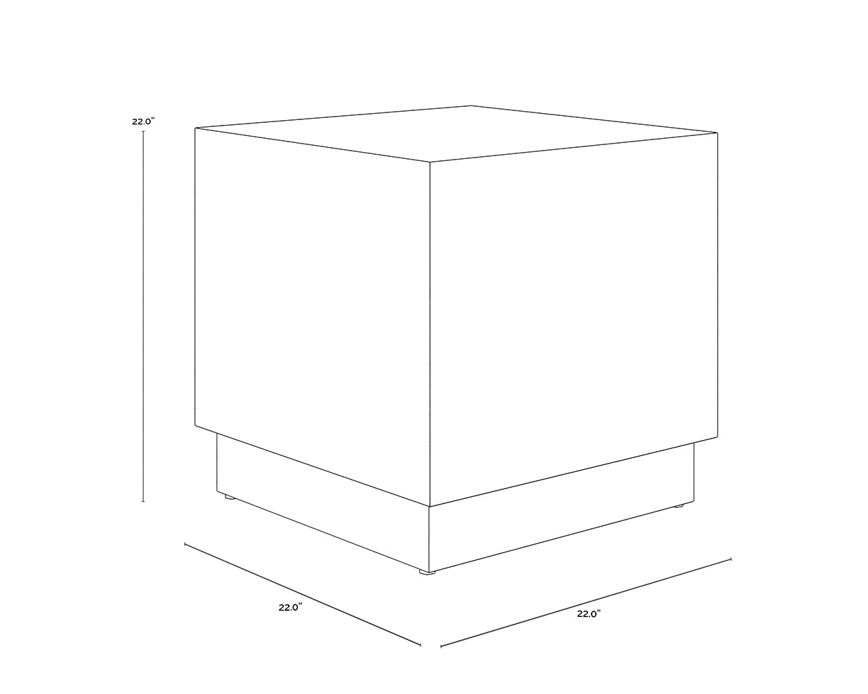 Albans Side Table - Square dimensions schematic