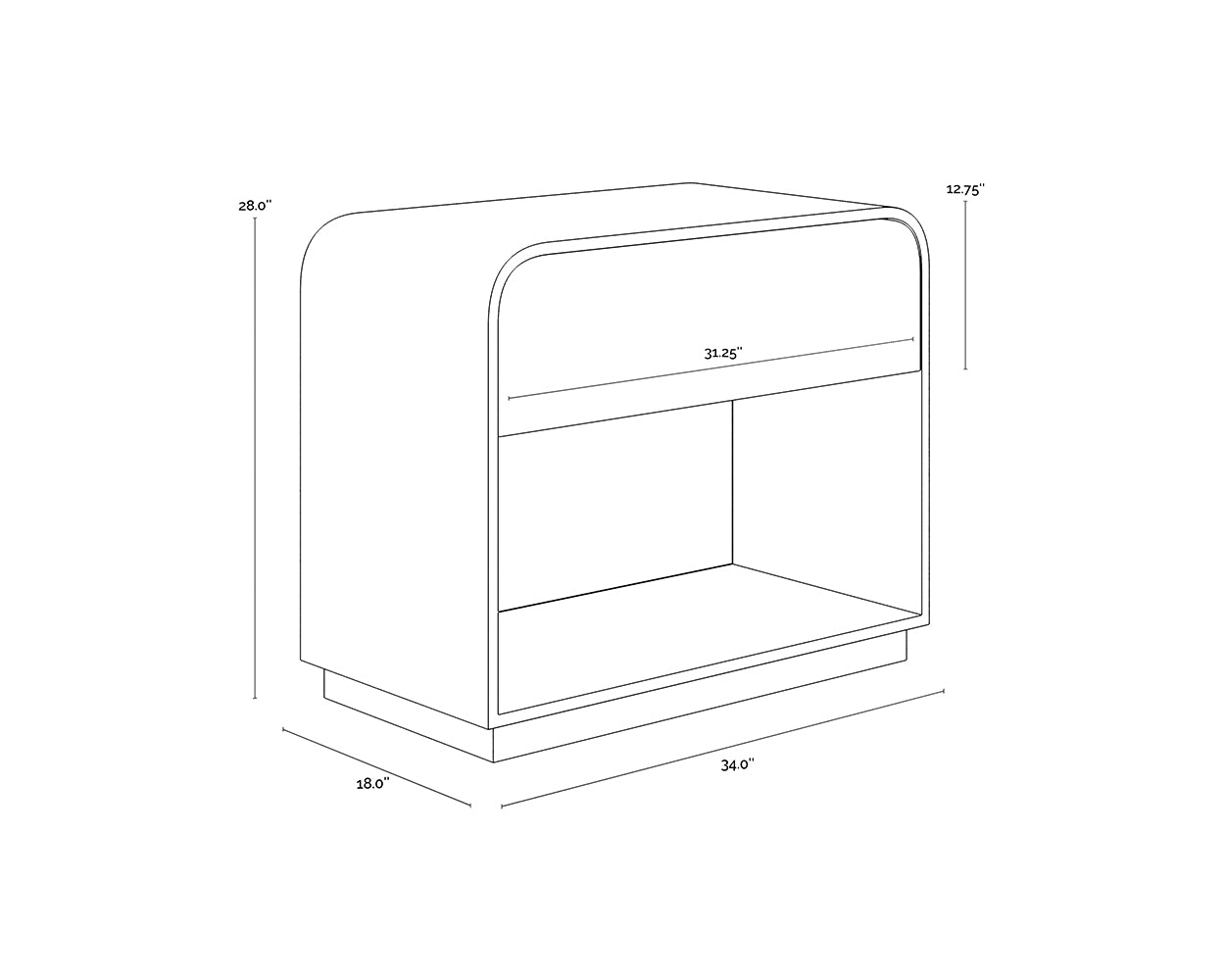 Algarve Nightstand dimensions schematic