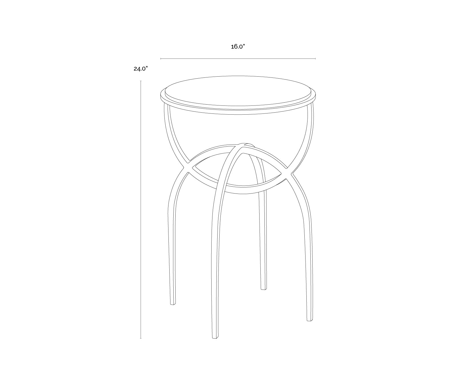 Alicent End Table dimensions schematic