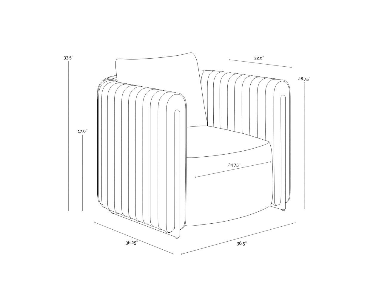 Alix Lounge Chair dimensions schematic