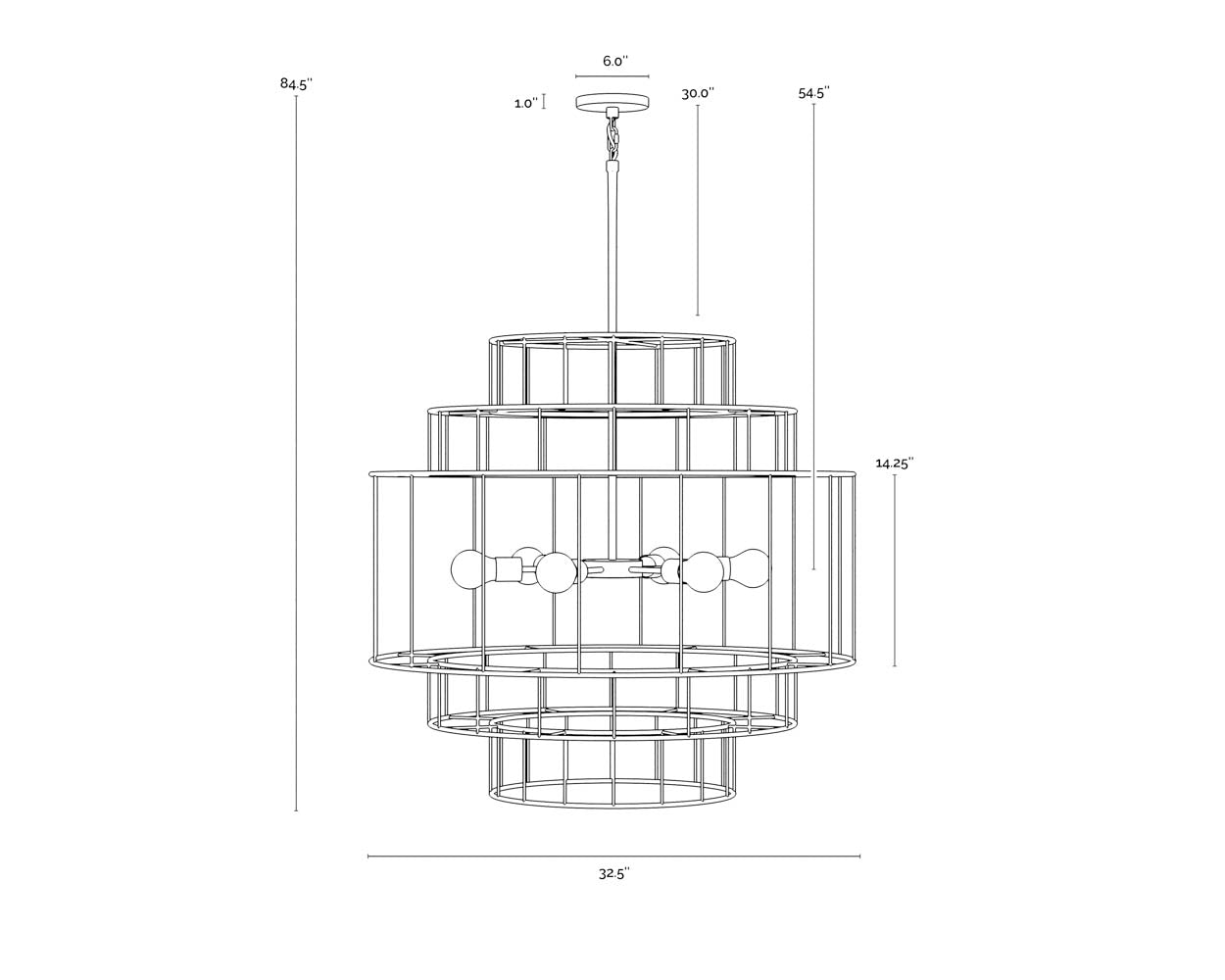 Alyssa Chandelier - Natural Jute dimensions schematic
