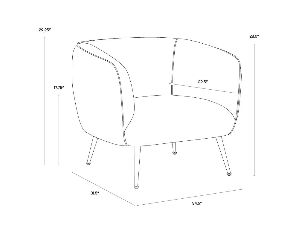 Amara Lounge Chair dimensions schematic