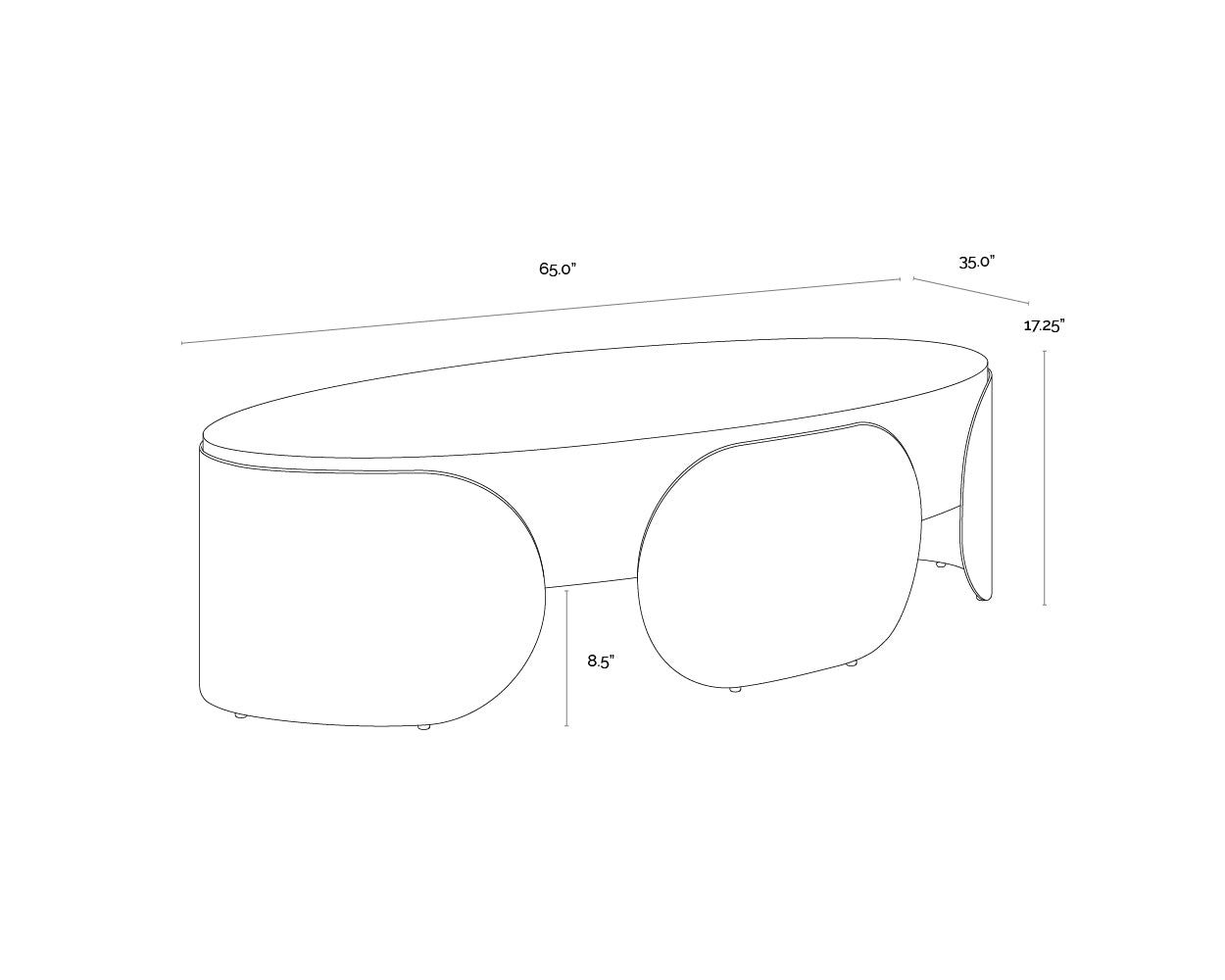 Amarula Coffee Table dimensions schematic