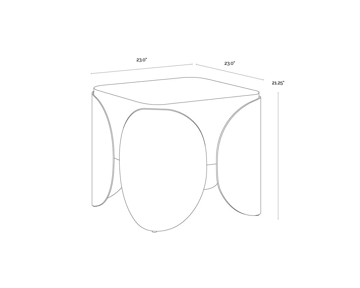 Amarula Side Table dimensions schematic