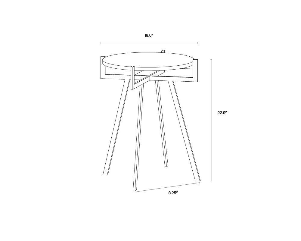 Anak End Table dimensions schematic