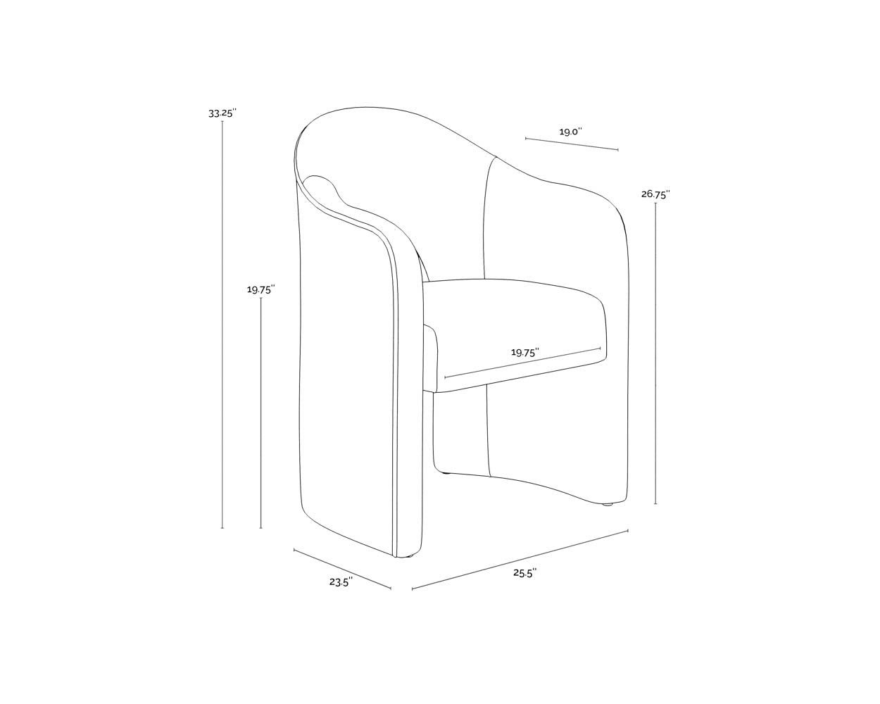 Anaya Dining Armchair dimensions schematic