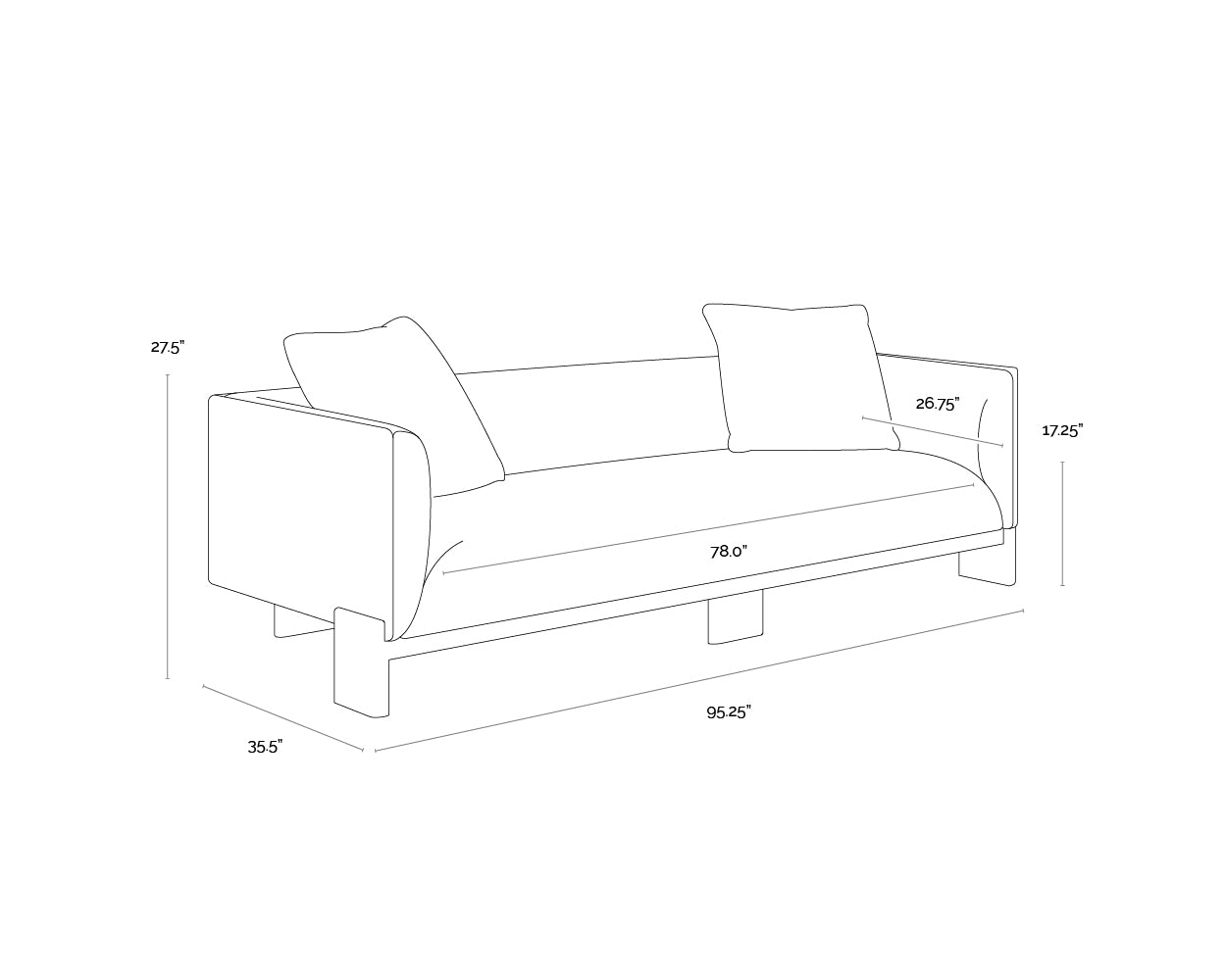 Anwa Sofa dimensions schematic