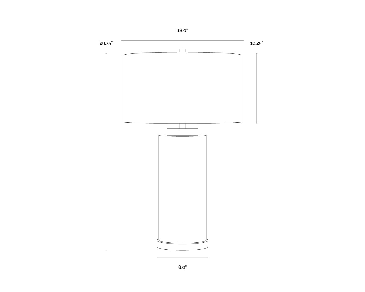 Apollolina Table Lamp dimensions schematic
