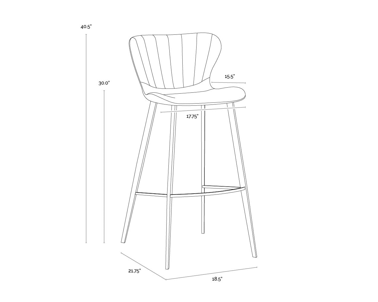 Arabella Barstool dimensions schematic