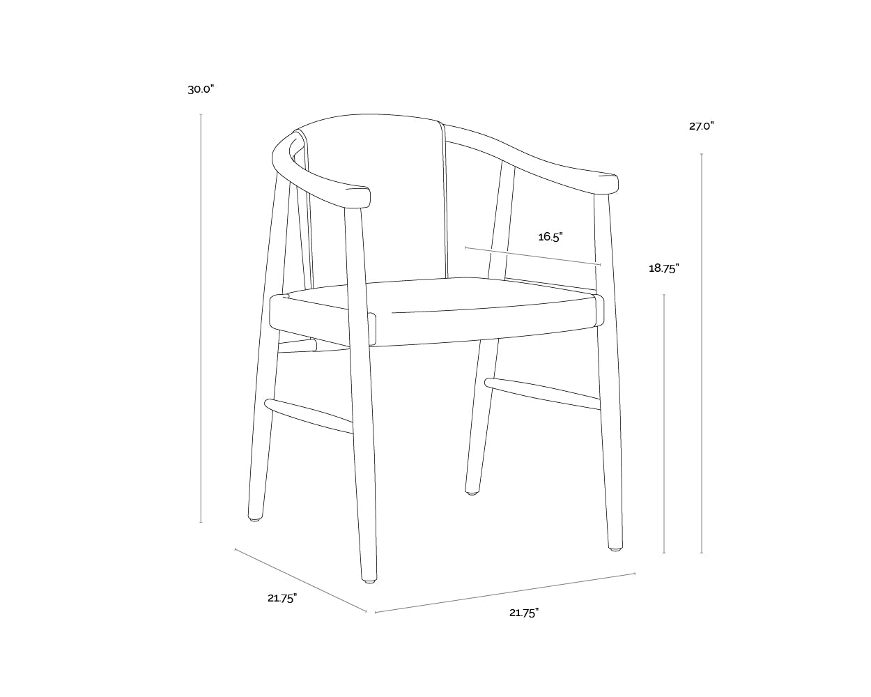 Aran Dining Armchair dimensions schematic