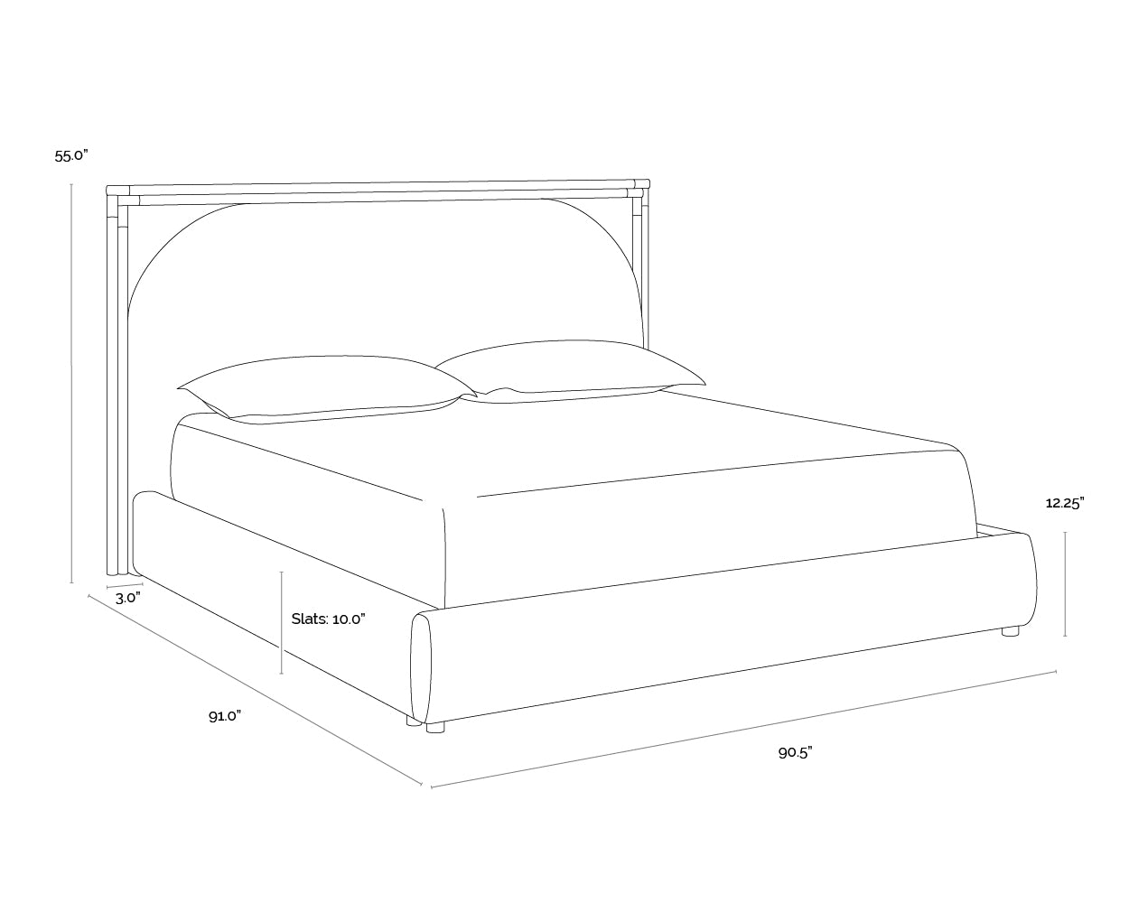 Arcelia Bed dimensions schematic