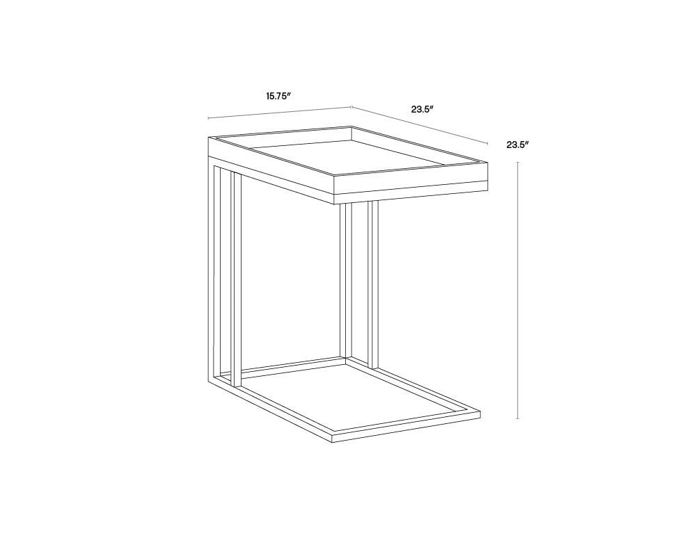 Arden C- Shaped Side Table dimensions schematic