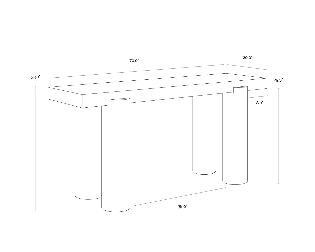Ardi Console Table dimensions schematic