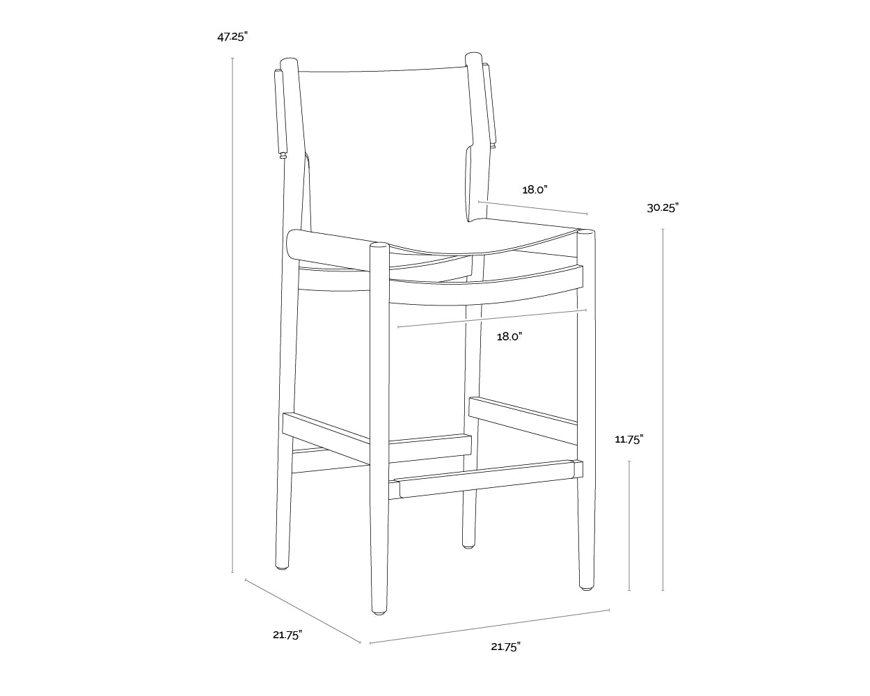Argus Barstool dimensions schematic