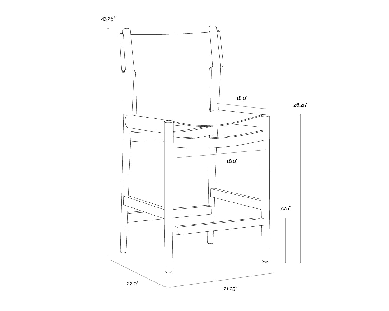 Argus Counter Stool dimensions schematic