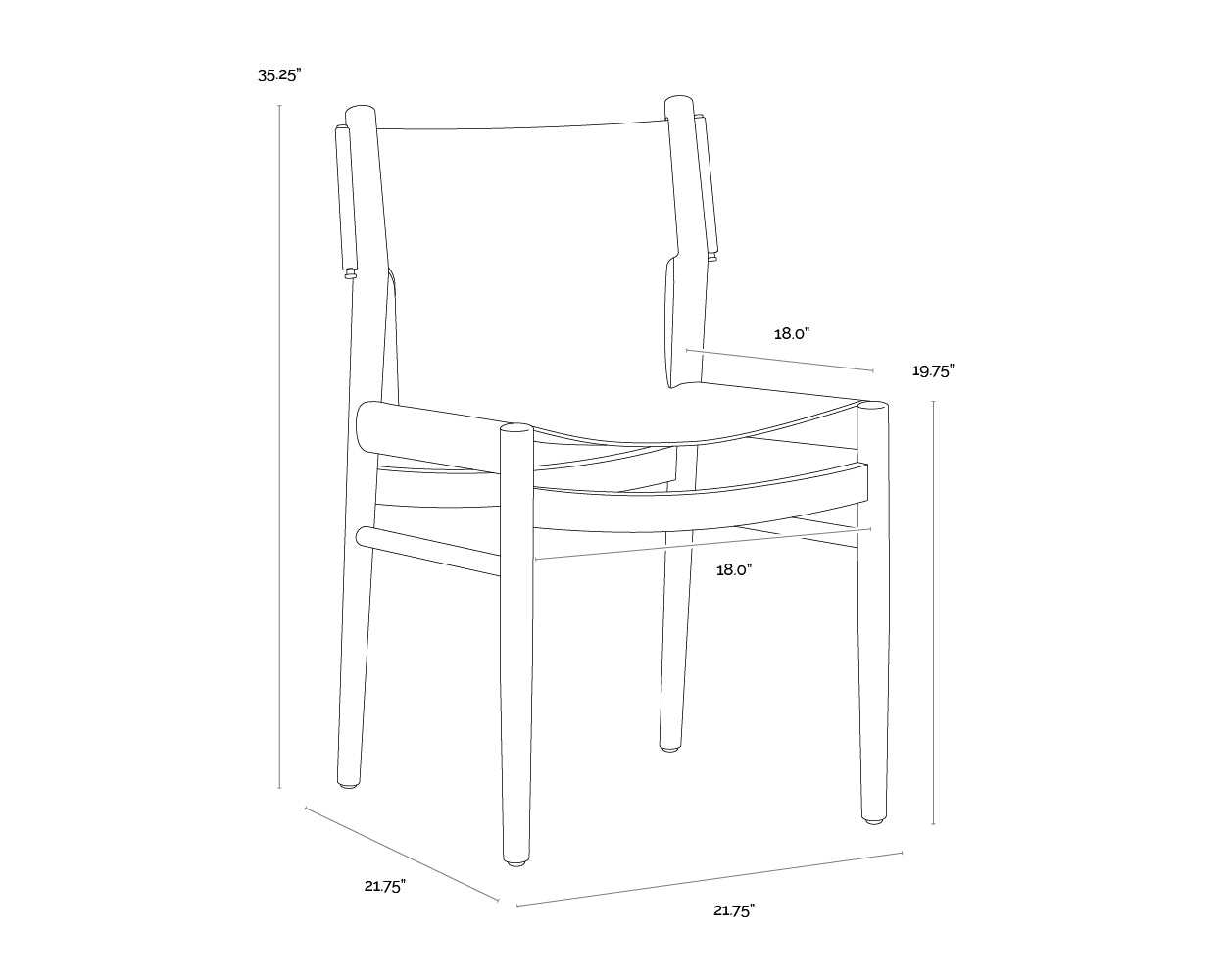 Argus Dining Chair dimensions schematic