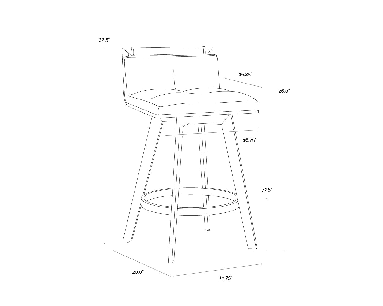 Arizona Swivel Counter Stool dimensions schematic
