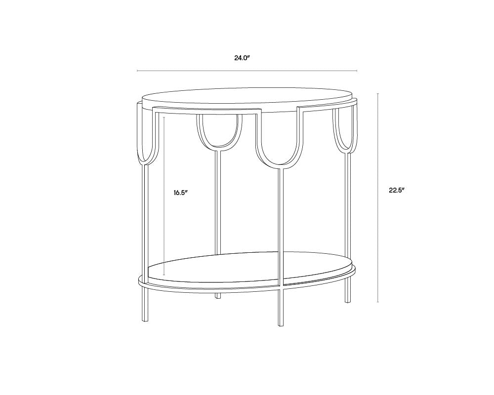 Arya Side Table dimensions schematic