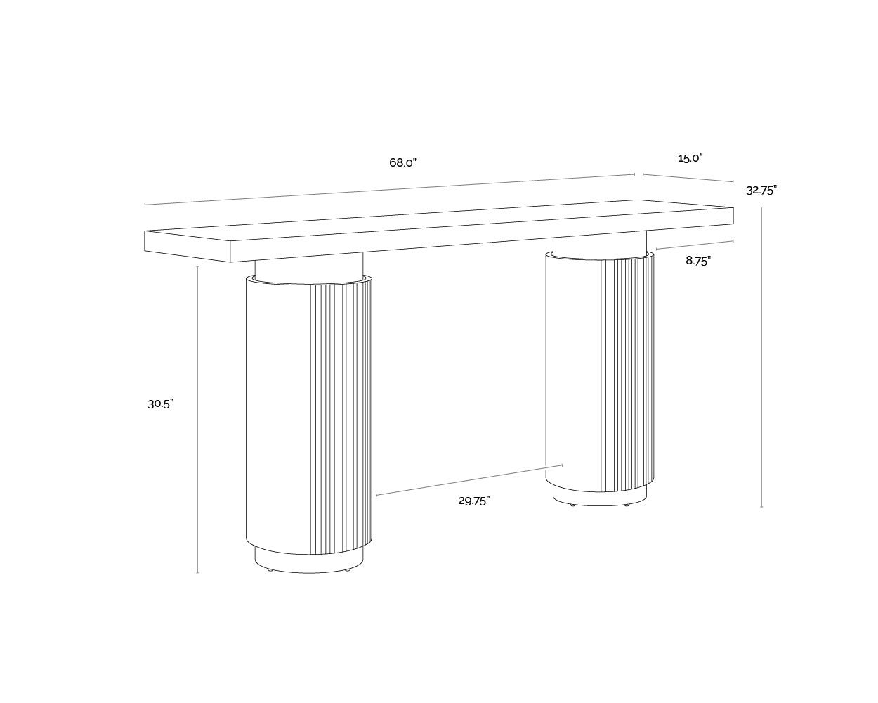 Ashva Console Table dimensions schematic