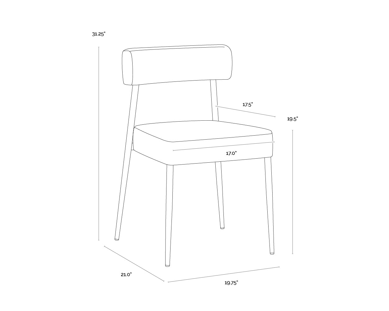 Ashwin Stackable Dining Chair dimensions schematic