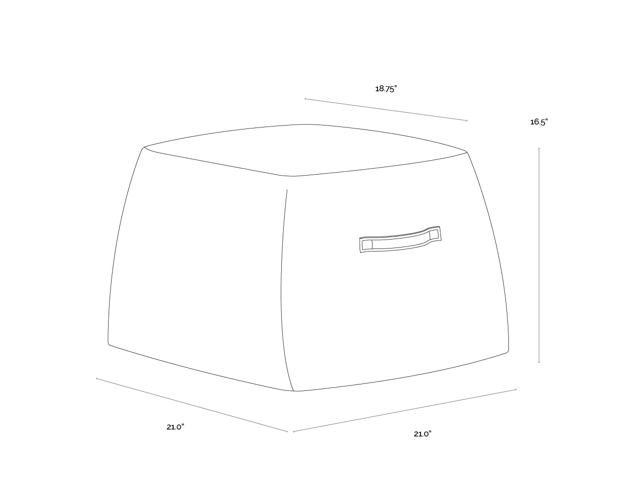 Aspen Ottoman dimensions schematic