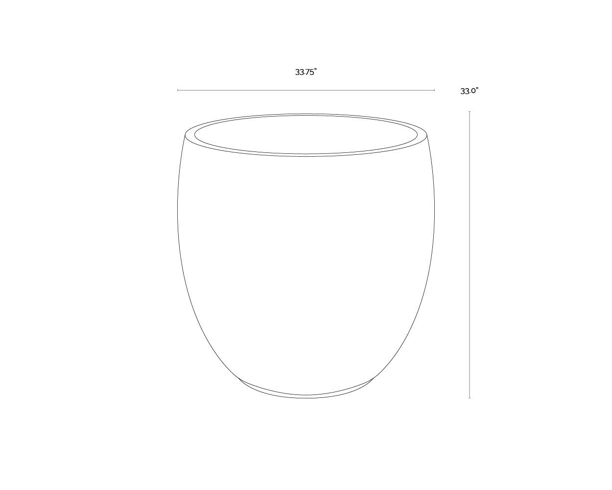 Aster Planter - Large - Round dimensions schematic