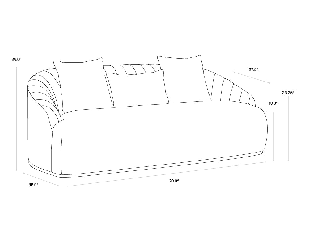 Astrid Sofa dimensions schematic
