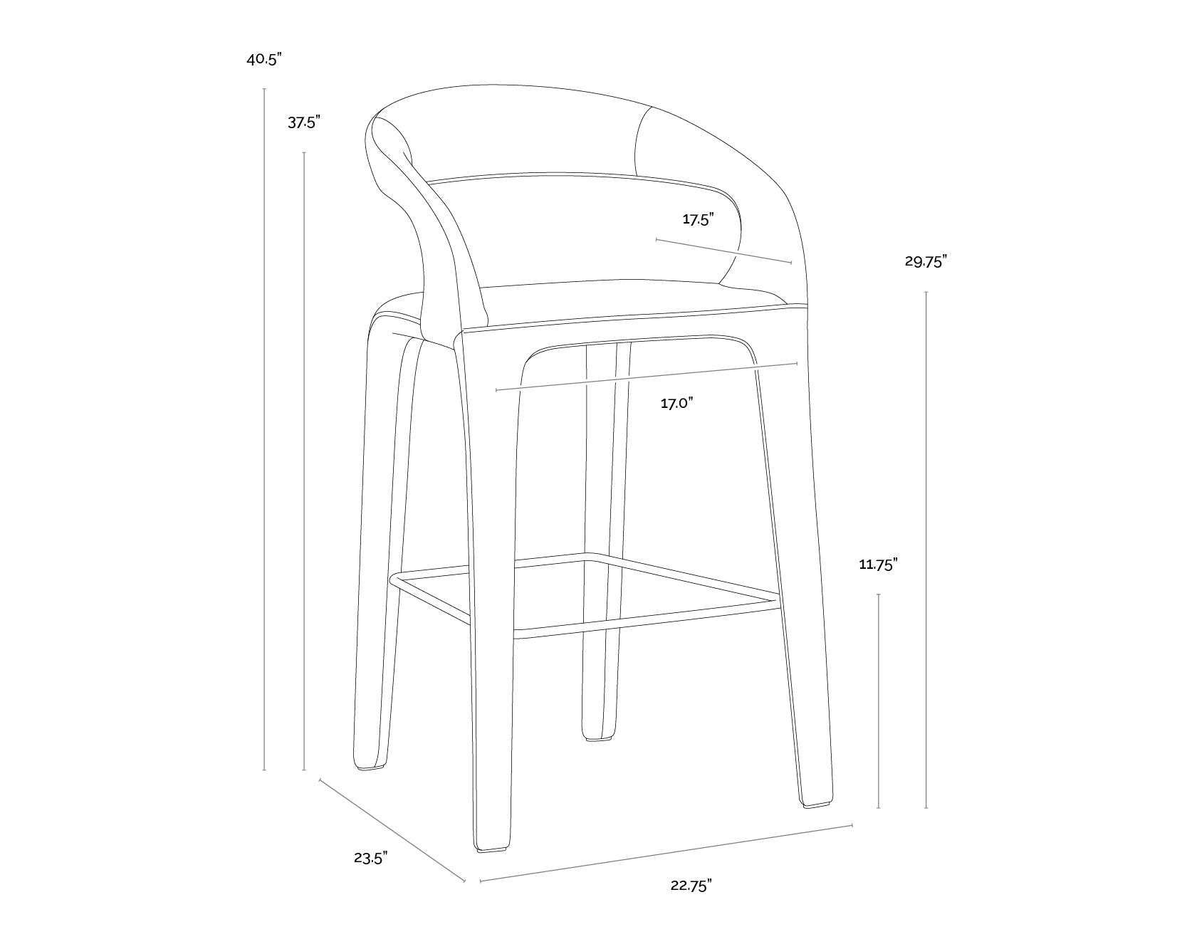 Atika Barstool dimensions schematic
