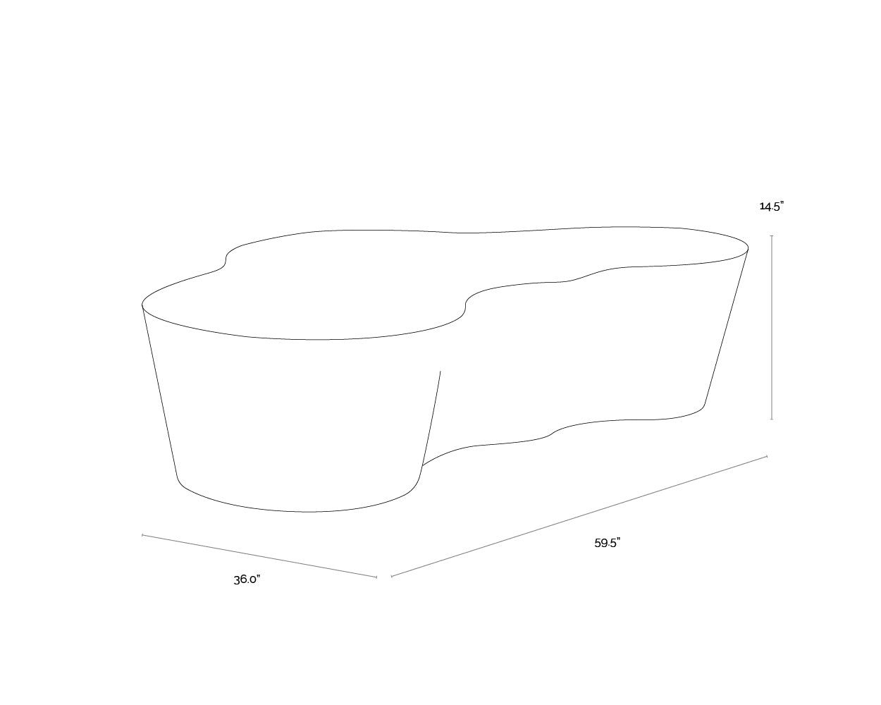 Ava Coffee Table dimensions schematic