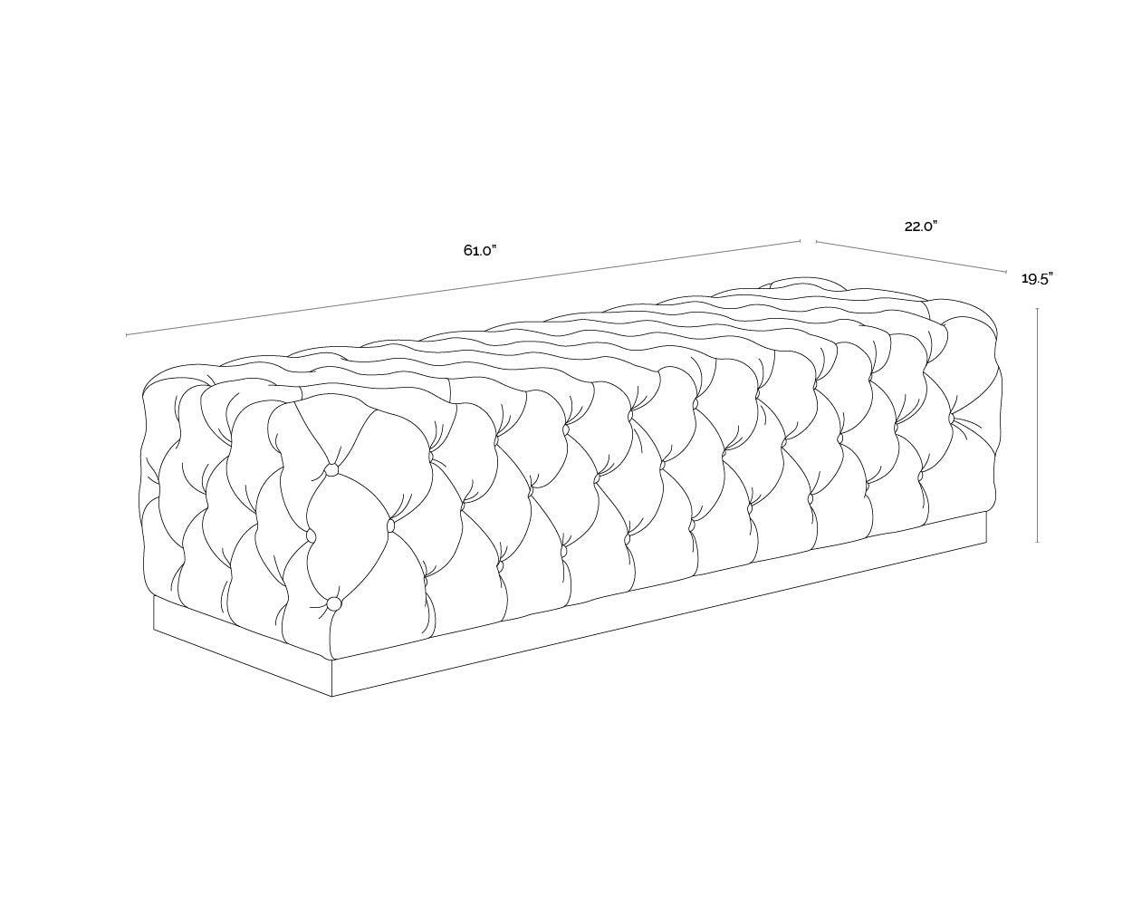 Babette Bench dimensions schematic
