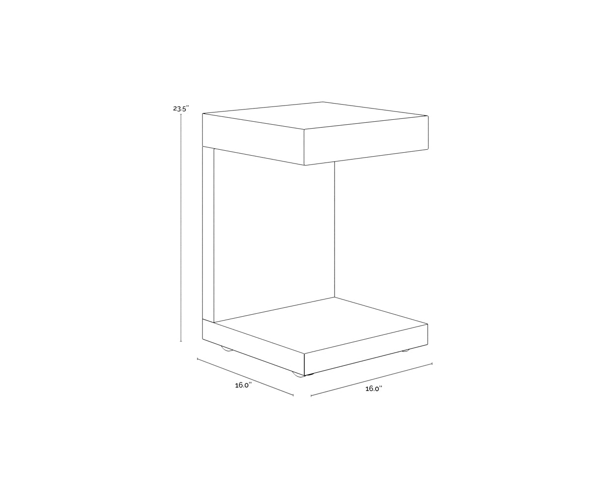 Bachelor End Table dimensions schematic