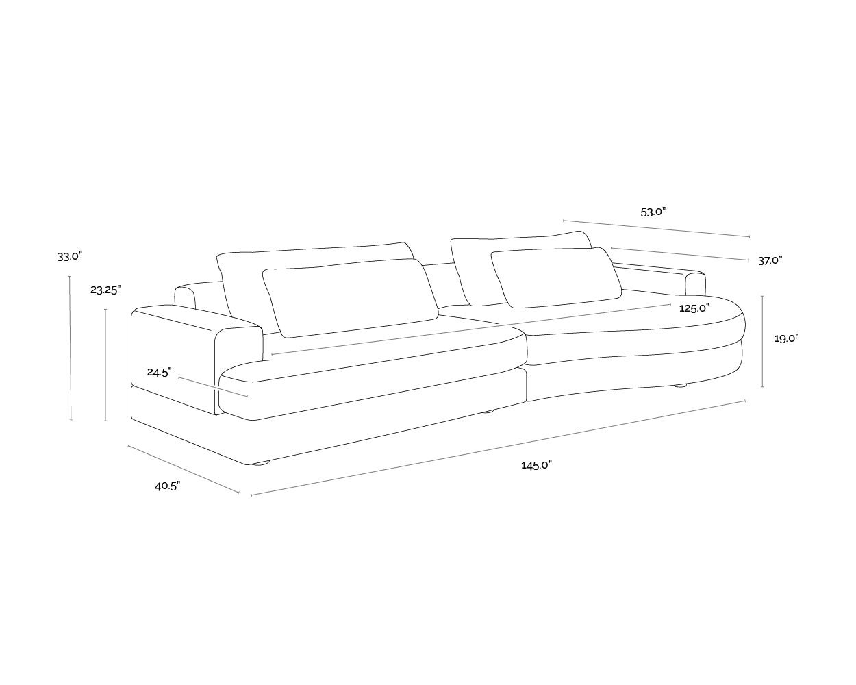 Baela Sofa dimensions schematic