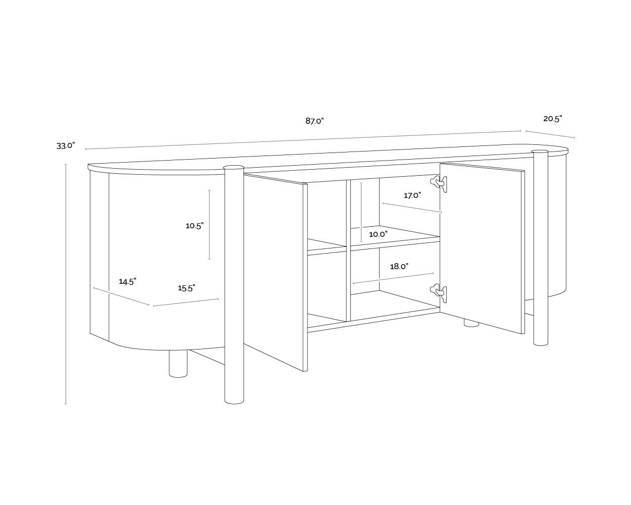 Banyan Sideboard dimensions schematic