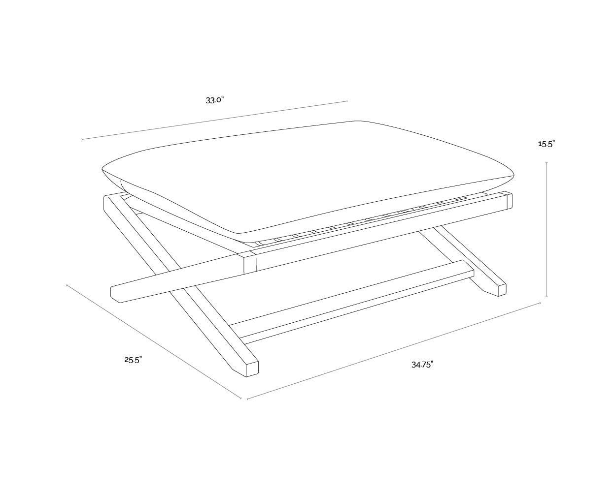 Bari Stool - Charcoal dimensions schematic