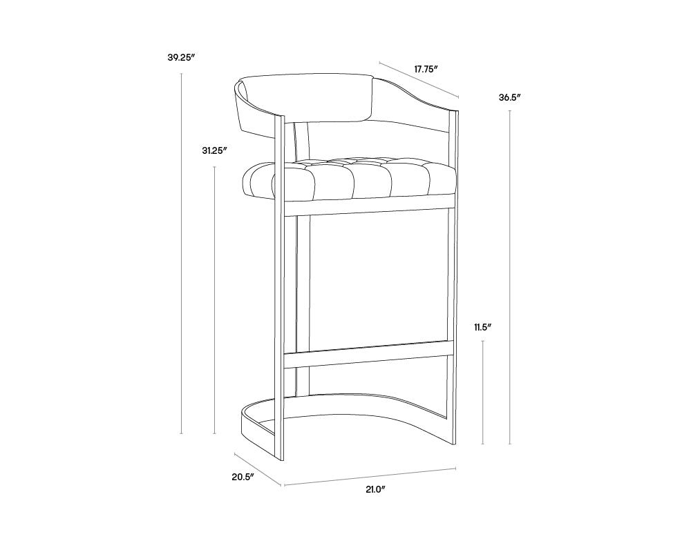 Beaumont Barstool dimensions schematic
