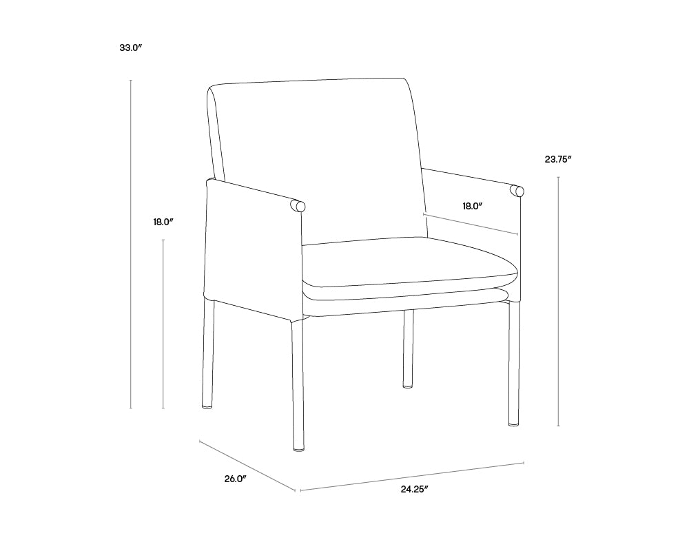 Bellevue Lounge Chair dimensions schematic