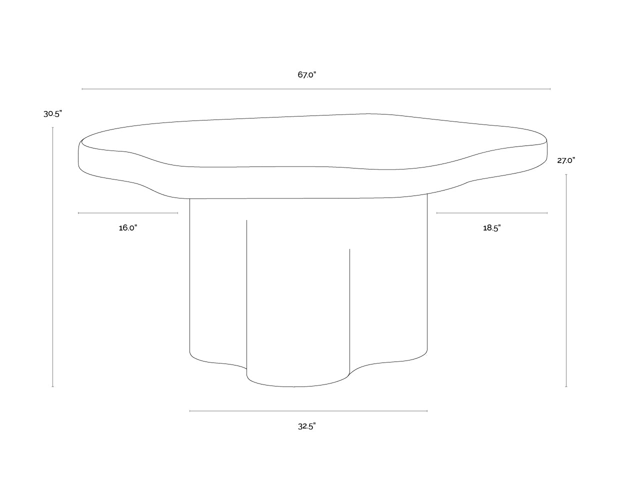 Bellona Dining Table dimensions schematic