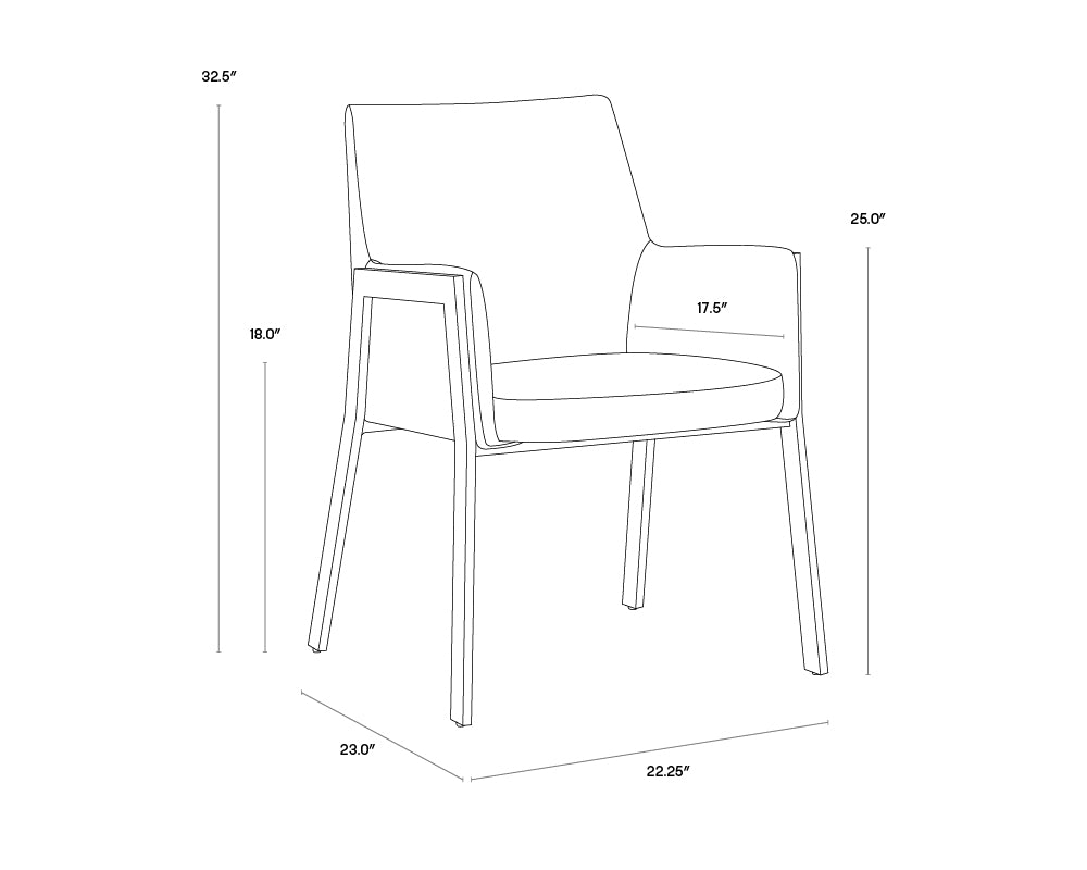 Bernadette Dining Armchair dimensions schematic