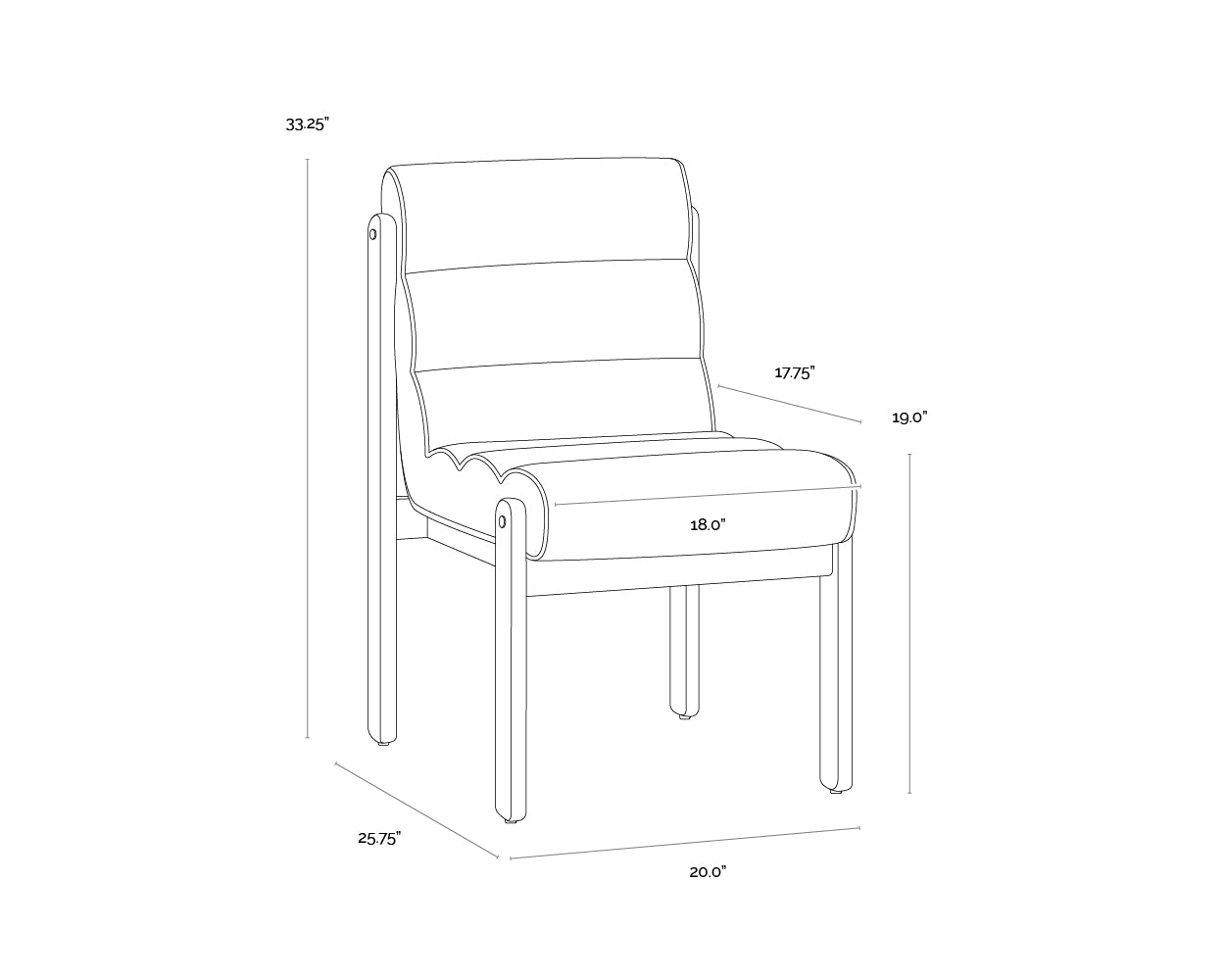 Bertie Dining Chair dimensions schematic