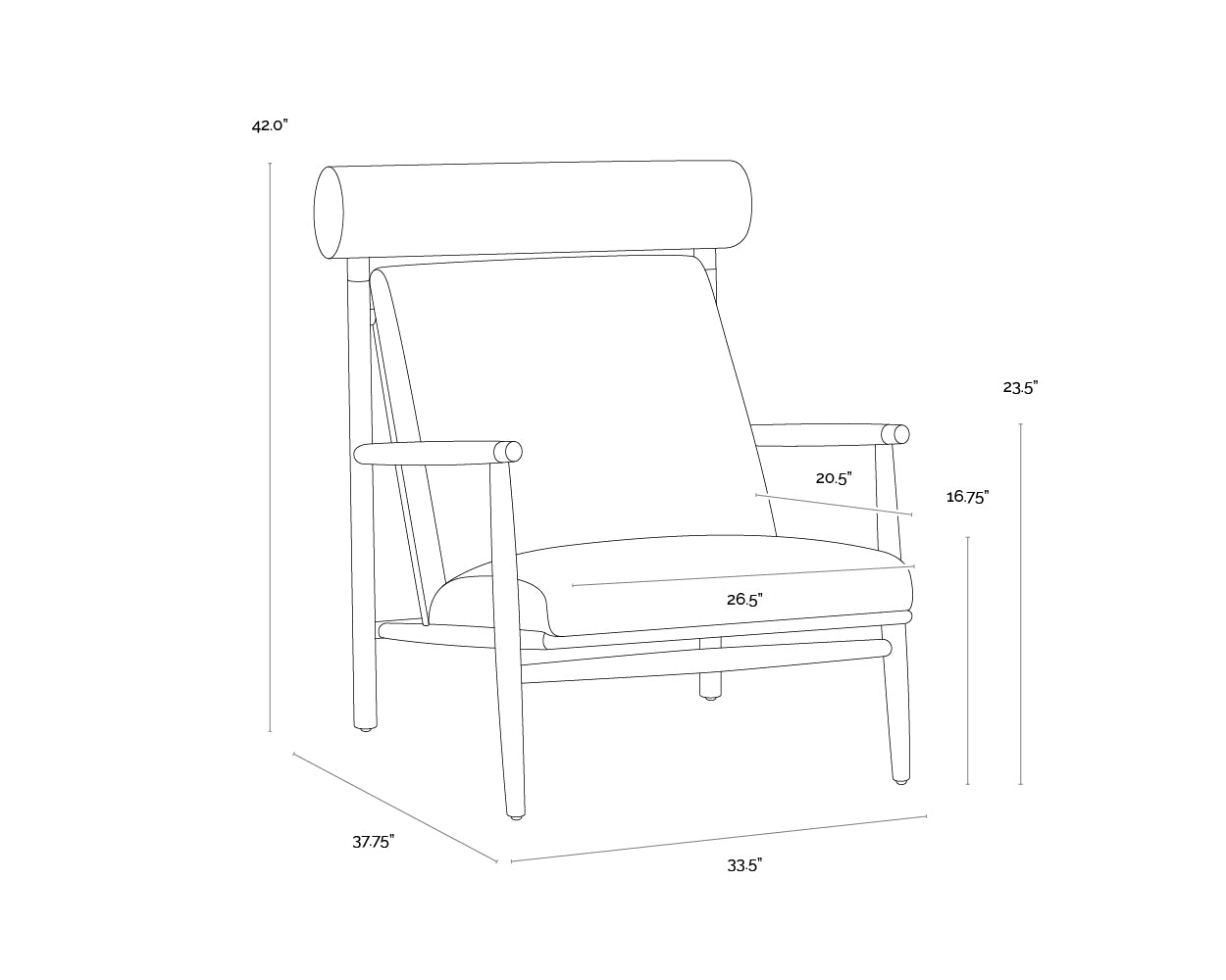 Biko Lounge Chair dimensions schematic