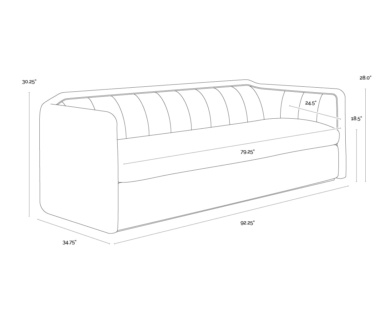 Birrit Sofa dimensions schematic