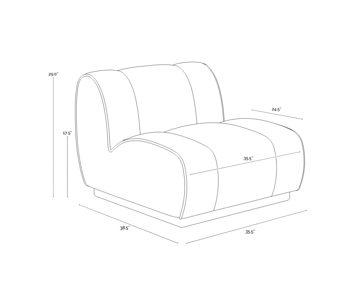 Blaise Swivel Lounge Chair dimensions schematic